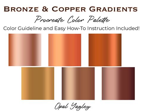 Bronze & Copper Procreate Color Palette / Procreate Metallic Color for Gradients / Metal Color ...