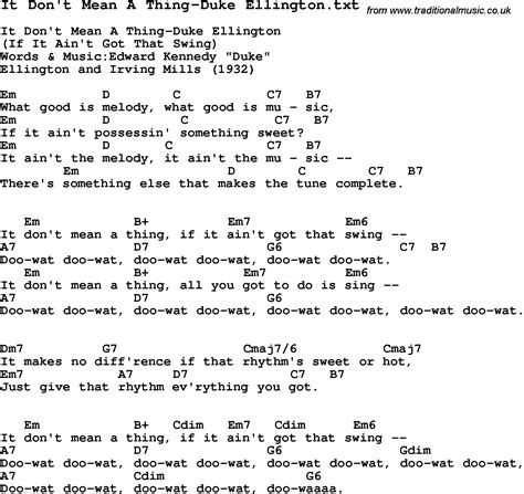 Jazz Song - It Don't Mean A Thing-Duke Ellington with Chords, Tabs and Lyrics from top bands and ...