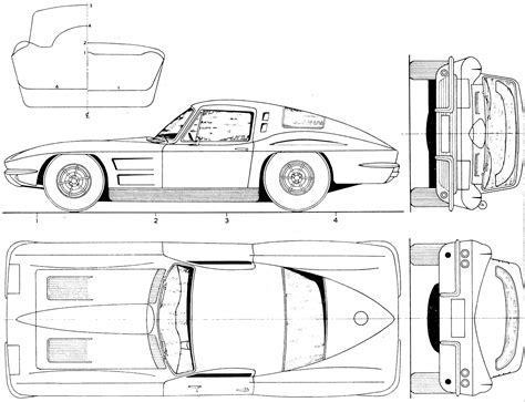 1964 Chevrolet Corvette C2 Stingray Coupe blueprints free - Outlines