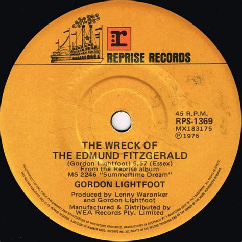 Gordon Lightfoot - The Wreck Of The Edmund Fitzgerald (1976, Vinyl) | Discogs