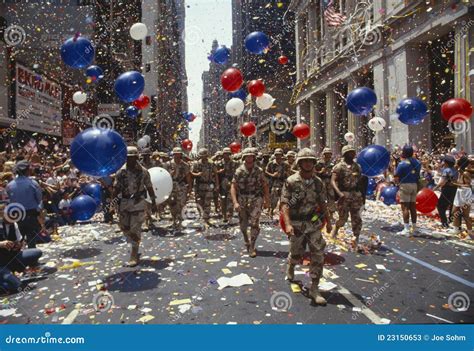 Soldiers Marching In Ticker Tape Parade, NY Editorial Stock Photo - Image: 23150653