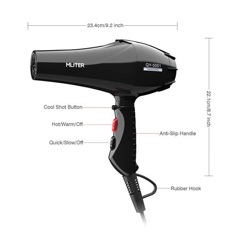 Ceramic Hair Dryer Infrared Ionic Blow 3 Heat 2 Speed Cool Shot Black 616899351071 | eBay