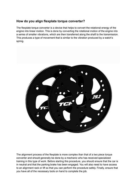 How do you align flexplate torque converter? by total performance - Issuu