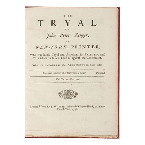 (Zenger, John Peter) | Two works on the trial of John Peter Zenger, the first newspaper libel ...