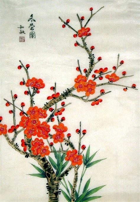 Chinese Painting: Plum - Chinese Painting CNAG234865 - Artisoo.com Silk Painting, Flower ...