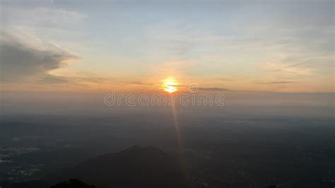 The View of the Sunrise Seen from the Top of a High Mountain Stock ...