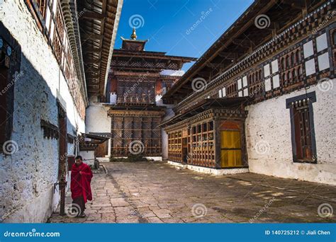 Inside of Trongsa Dzong , the Courtyard and Main Temple , Bhutan ...