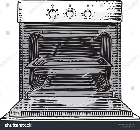 Drawing Isolated Kitchen Oven On White Stock Vector (Royalty Free) 2074851433 | Shutterstock