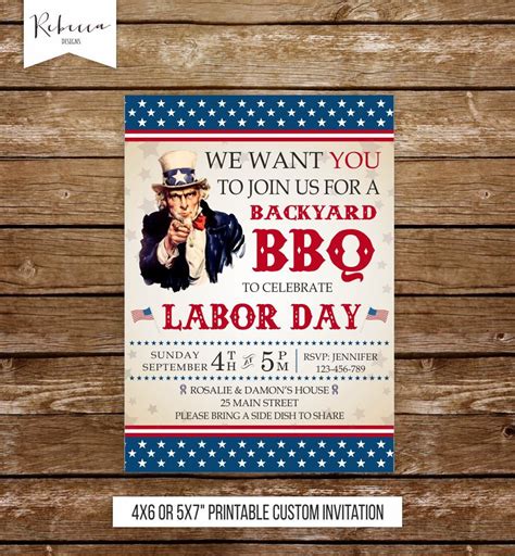 Labor day invitation labor day bbq invitation usa invitation | Etsy