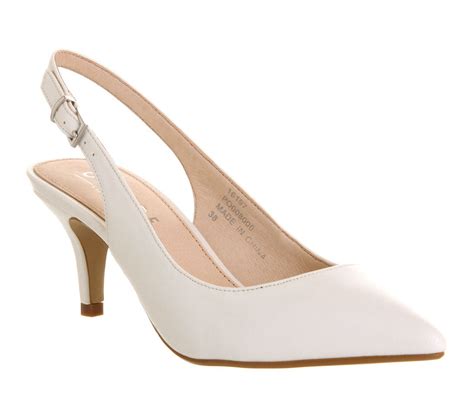 Office Date Night Slingback Mid Heel Court Shoes in White | Lyst