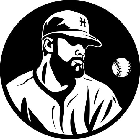 Baseball, Black and White Vector illustration 24571295 Vector Art at ...