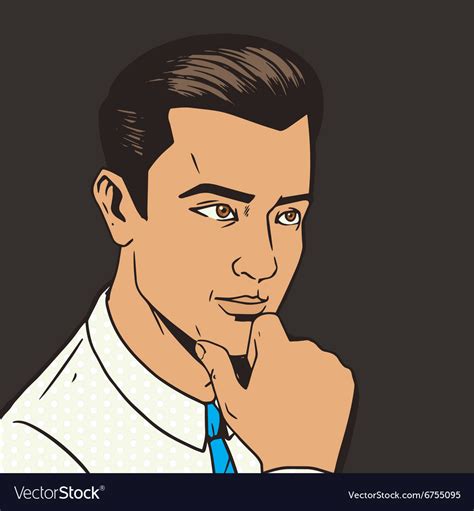 Man thinking hard pop art style Royalty Free Vector Image