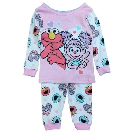 Sesame Street Infant Girls Pink Elmo & Abby Cadabby Pajamas Baby Sleep ...