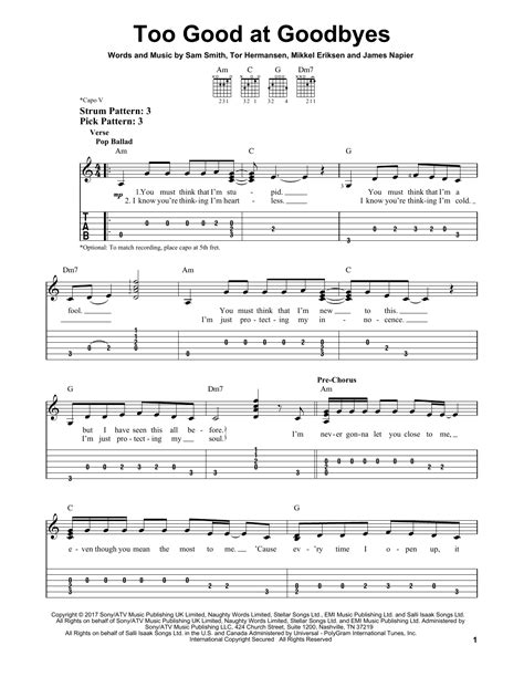 Too Good At Goodbyes by Sam Smith - Easy Guitar Tab - Guitar Instructor