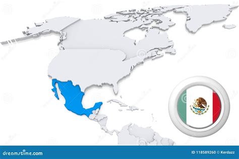 Mexico on a Map of North America Stock Illustration - Illustration of ...