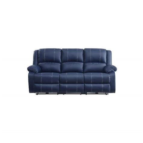 PU Upholstered Power Reclining Sofa with USB Ports in Blue - Bed Bath ...