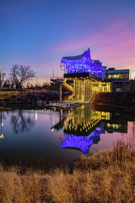 The Tulsa Oklahoma Gathering Place Boathouse at Sunset Photograph by ...