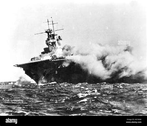 USS Wasp (CV-7) sinking in September 1942 Stock Photo - Alamy