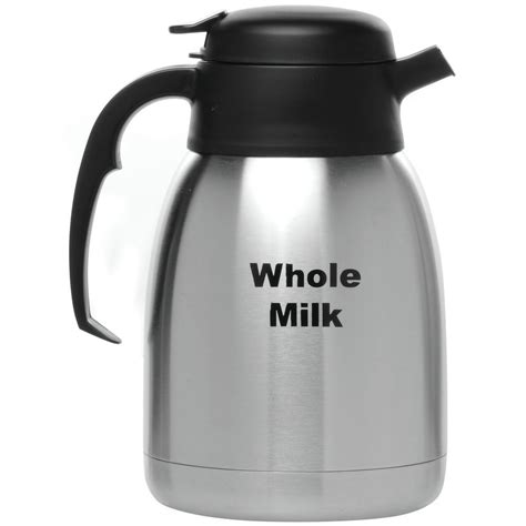 Service Ideas SteelVac™1.5 L Thermal Stainless Steel Carafe With Black Whole Milk Imprint