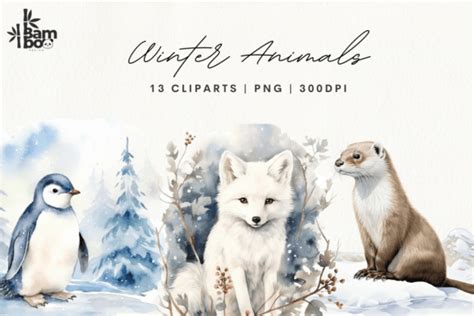 Watercolor Winter Animals Bundle Graphic by Bamboo.Design · Creative Fabrica