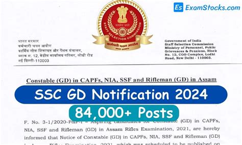 SSC GD Notification 2024 For 84,000+ Posts, eligibility, age limit, salary