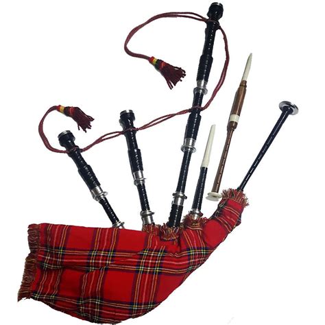 HM HIGHLAND BAGPIPE ROSEWOOD BLACK COLOR SILVER PLAIN MOUNTS/SCOTTISH ...