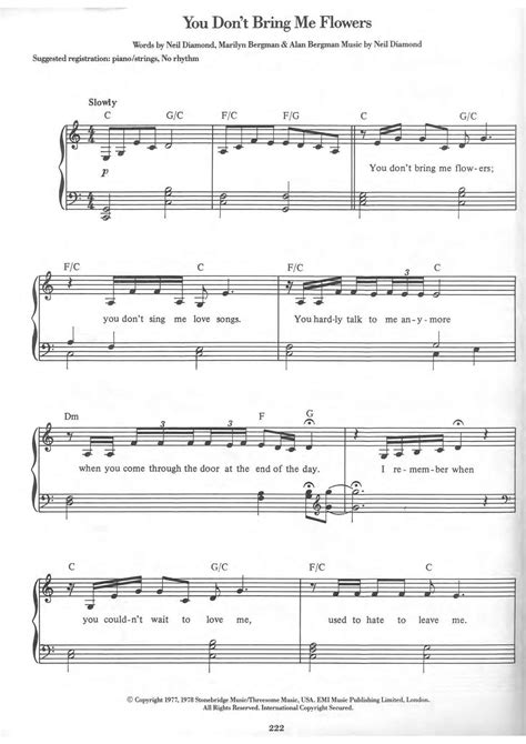 Barbra Streisand-You Don't Bring Me Flowers Sheet Music pdf, - Free Score Download ★