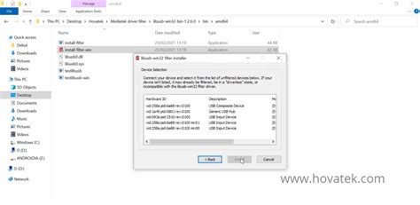 How to install driver filter for Mediatek using libusb
