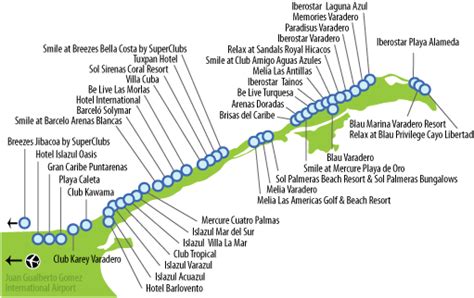 Map of Varadero, Cuba, resorts, Sunwing Vacations. | Reisetips