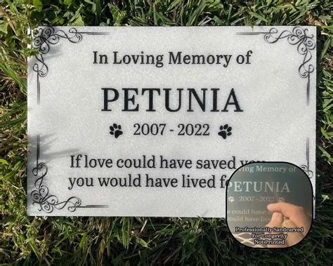 Pet Grave Plaque Marble Marker, Pet headstones, Custom Outdoor Engraved ...