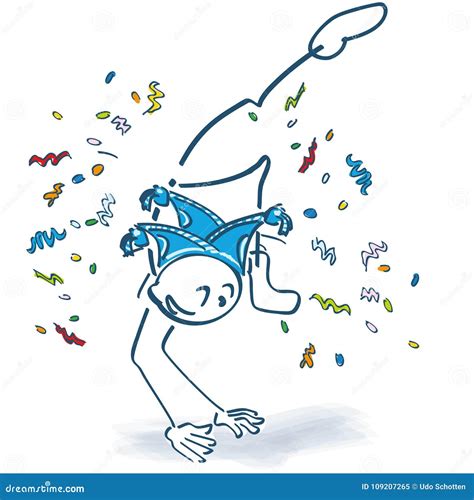 Stick Figure Makes a Leap Confetti for Carnival Stock Vector ...