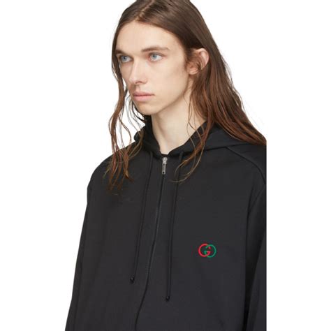 Gucci Black Logo Oversized Zip Hoodie Gucci