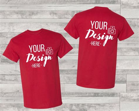 Front and Back Scarlet Red T-shirt Mockup, Scarlet Red T-shirt Mockup, Digital Mockup, Instant ...