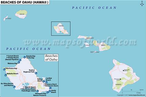 Map of Oahu Beaches, The Best Beaches in Oahu, Hawaii