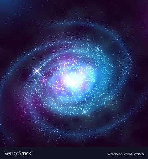 Spiral galaxy in outer space with starry blue sky Vector Image