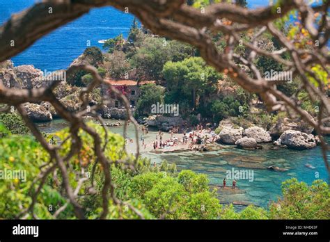 Famous beach Isola Bella at Sicily, Italy Stock Photo - Alamy