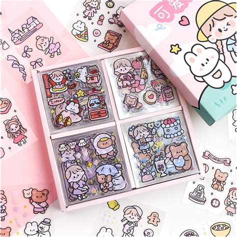 Amazon.com: Kawaii Stickers Set (100 Sheets) - Cute PET Transparent ...