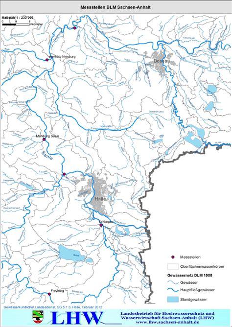 Map of the river Saale and its tributaries in Sachsen-Anhalt (courtesy... | Download Scientific ...