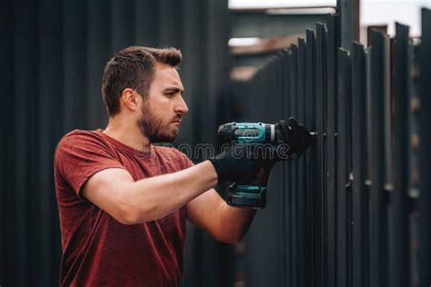 Worker Using Screwdriver for Fastening and Drilling Screws Stock Image - Image of engineer ...