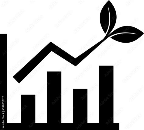 Green Sustainable Growth Icon. Rising bar chart concept with an arrow made out of leaves ...