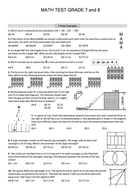 SOLUTION: Grade 7 and 8 Math Test 7 Questions and Answers - Studypool