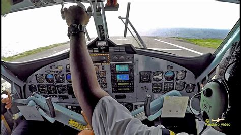 Winair Flight Saba to St Maarten Cockpit view Amazing Takeoff and Landing - YouTube