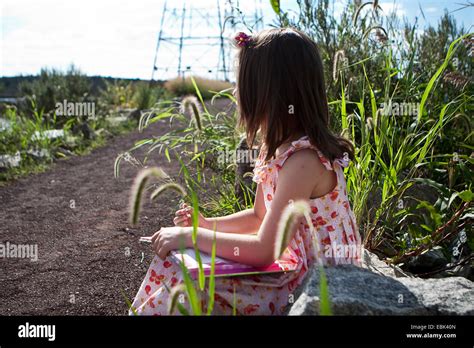 Girl writing in journal Stock Photo - Alamy