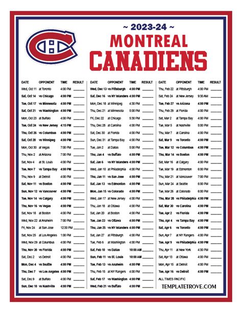 Montreal Canadiens Home Schedule 2024-24 - Clary Devinne