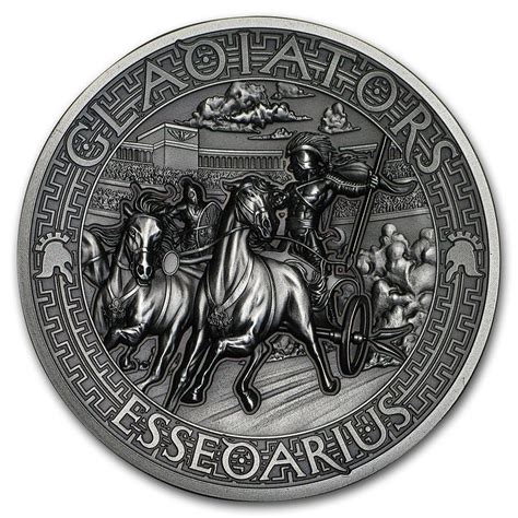 2017 Solomon Islands 2 oz $5 silver coin - Gladiators: Essedarius (antique finish and high ...