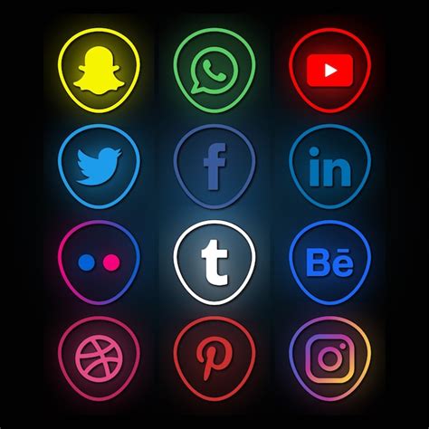 Free Vector | Neon social media icons