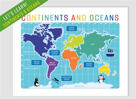 Continents, World Map Printable, Continents of the World, Montessori ...