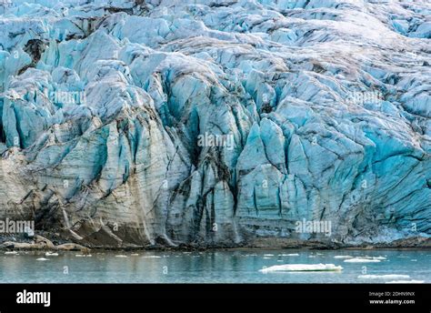 Close up of the ise of Smeerenburg Glacier, north-western Spitsbergen ...