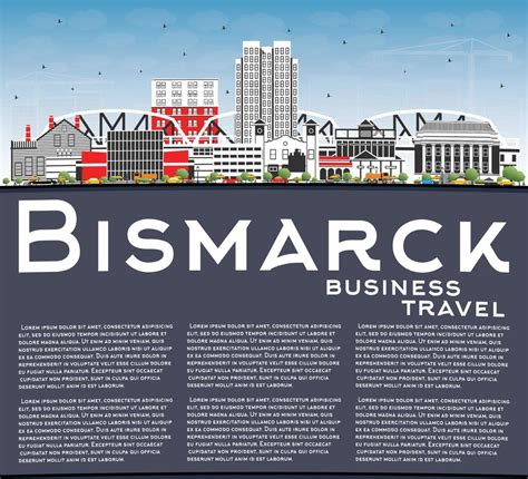 Bismarck North Dakota City Skyline with Color Buildings, Blue Sky and ...