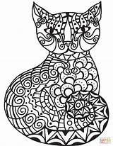 Zentangle Cat coloring Page  Free Printable Coloring Pages sketch template